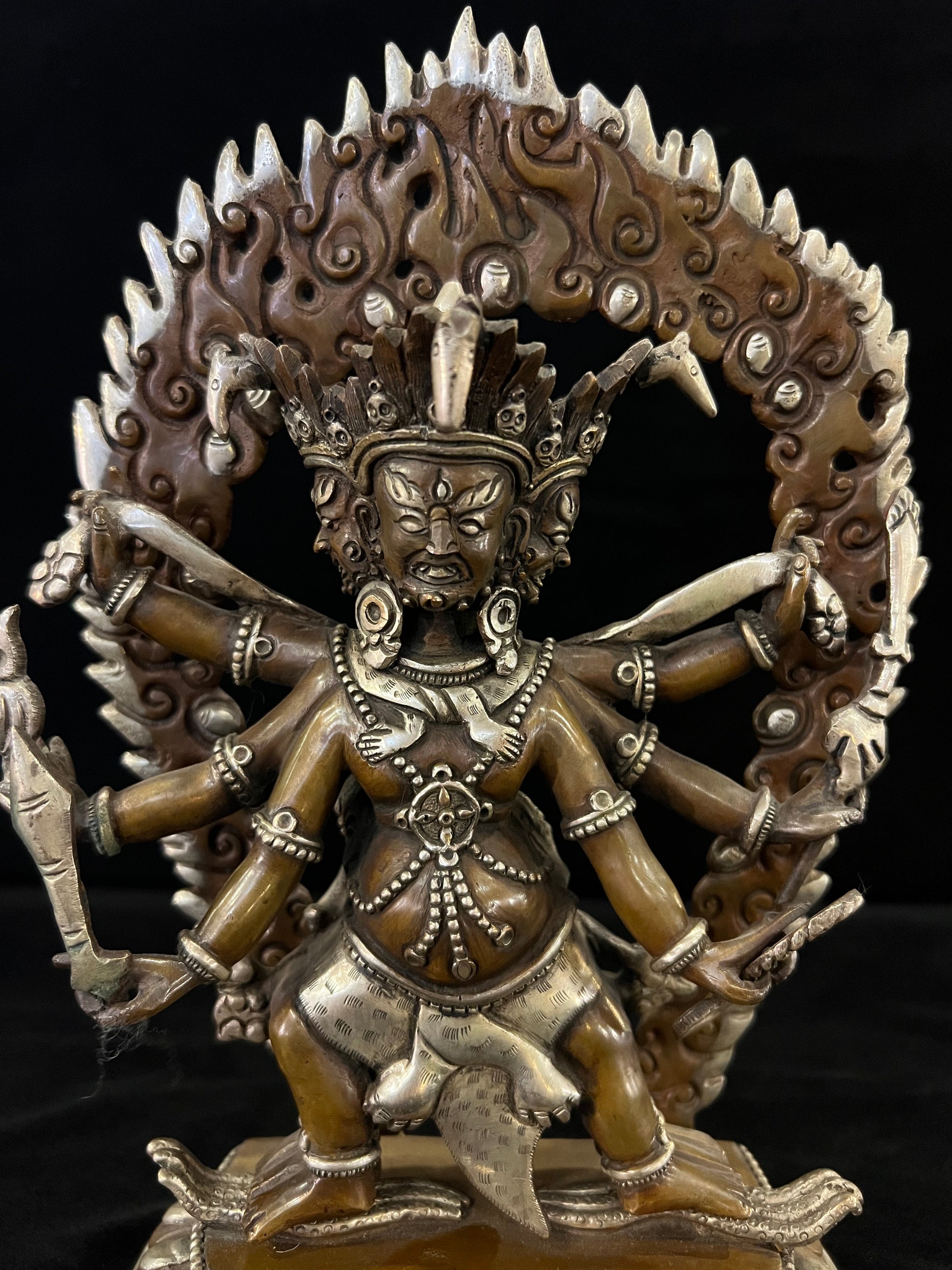 Hayagriva Buddha Statue 23cm / 9" Hand-Carved Copper Silver-Gilt – Horse-Headed Vajra Artisan Masterwork Nepal | Bo Tree Arts
