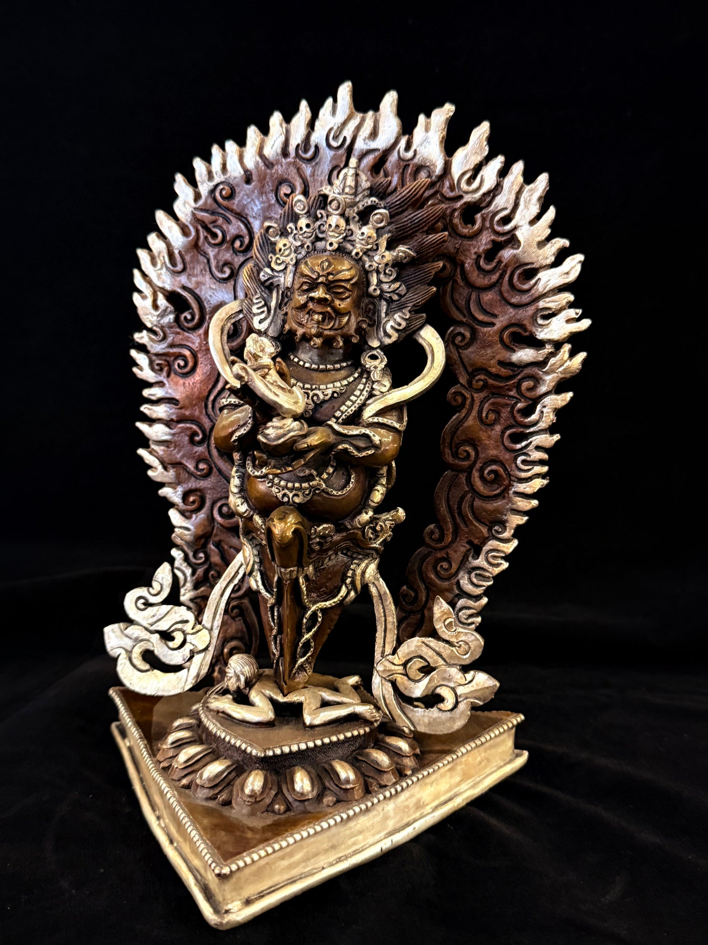 Vajrakilaya Buddha Statue 24cm / 9.4" Hand-Carved Copper Silver-Gilt – Dorje Phurba Fine Art Collection Nepal – Handmade Tibetan Buddhist Statue, Lost-Wax Cast Himalayan Art from Nepal