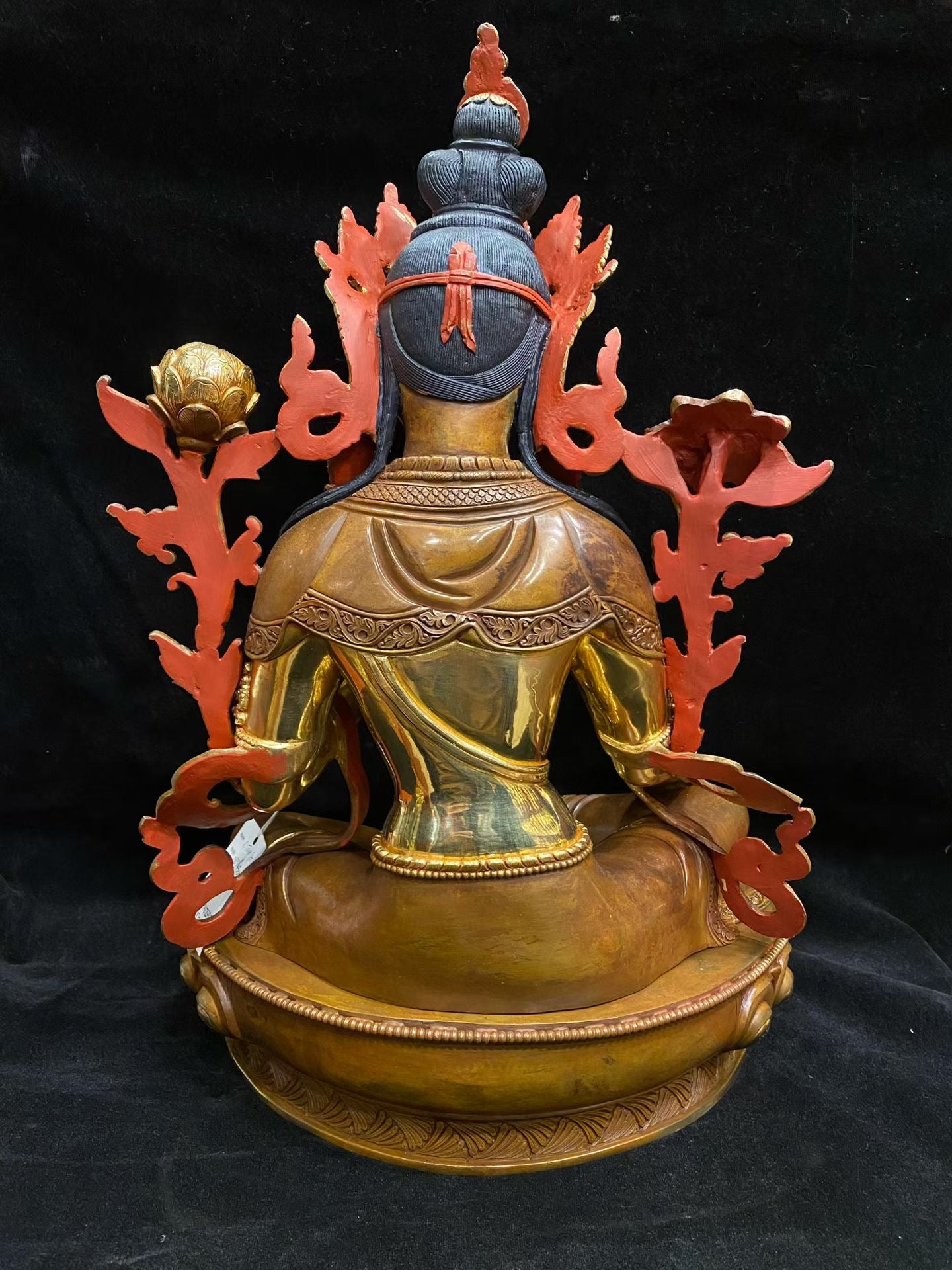 Green Tara (Mother of Liberation) Buddha Statue 45cm / 17.7" Hand-Carved Pure Copper Partial Gilded – Himalayan Art Nepal – Handmade Tibetan Buddhist Statue, Lost-Wax Cast Himalayan Art from Nepal