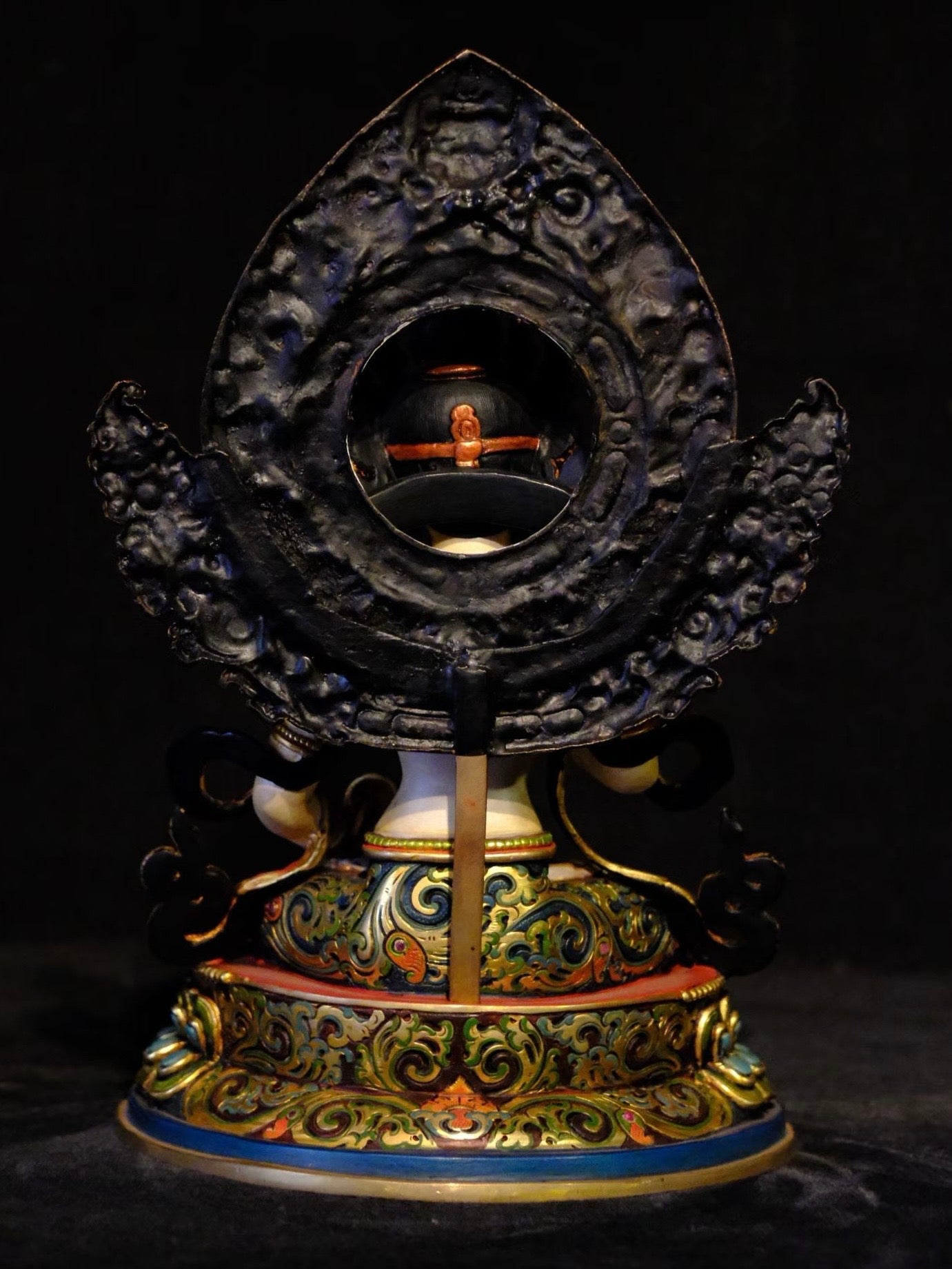 Vajrasattva (Dorje Sempa) Buddha Statue 28cm / 11" Hand-Carved Copper Gilded Painted with Gemstone Inlay – Himalayan Art Nepal – Handmade Tibetan Buddhist Statue, Lost-Wax Cast Himalayan Art from Nepal
