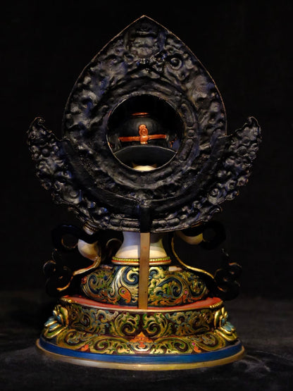 Vajrasattva (Dorje Sempa) Buddha Statue 28cm / 11" Hand-Carved Copper Gilded Painted with Gemstone Inlay – Himalayan Art Nepal