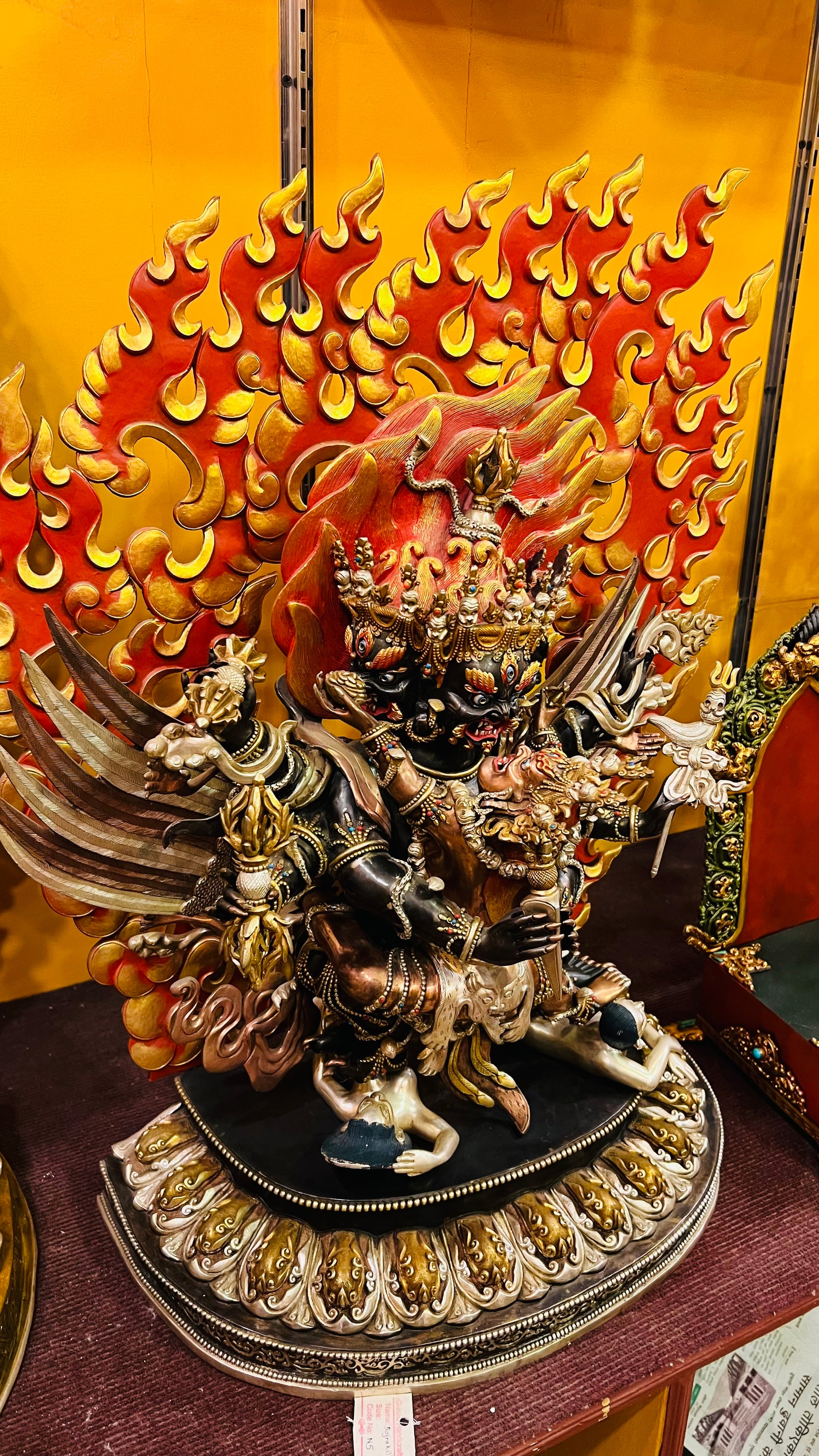 50cm Vajrakilaya Statue Hand-Carved Copper Three-Color Metalwork – Tibetan Style Dharma Protector Masterwork Nepa | Bo Tree Arts
