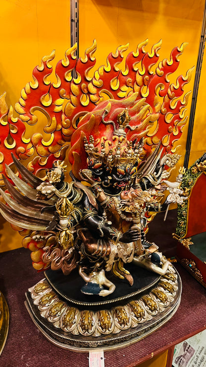 50cm Vajrakilaya Statue Hand-Carved Copper Three-Color Metalwork – Tibetan Style Dharma Protector Masterwork Nepa
