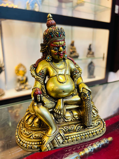Yellow Jambhala Buddha Statue 17cm / 6.7" Hand-Carved Copper Gilded – Dzambhala Botree Arts Himalayan Art
