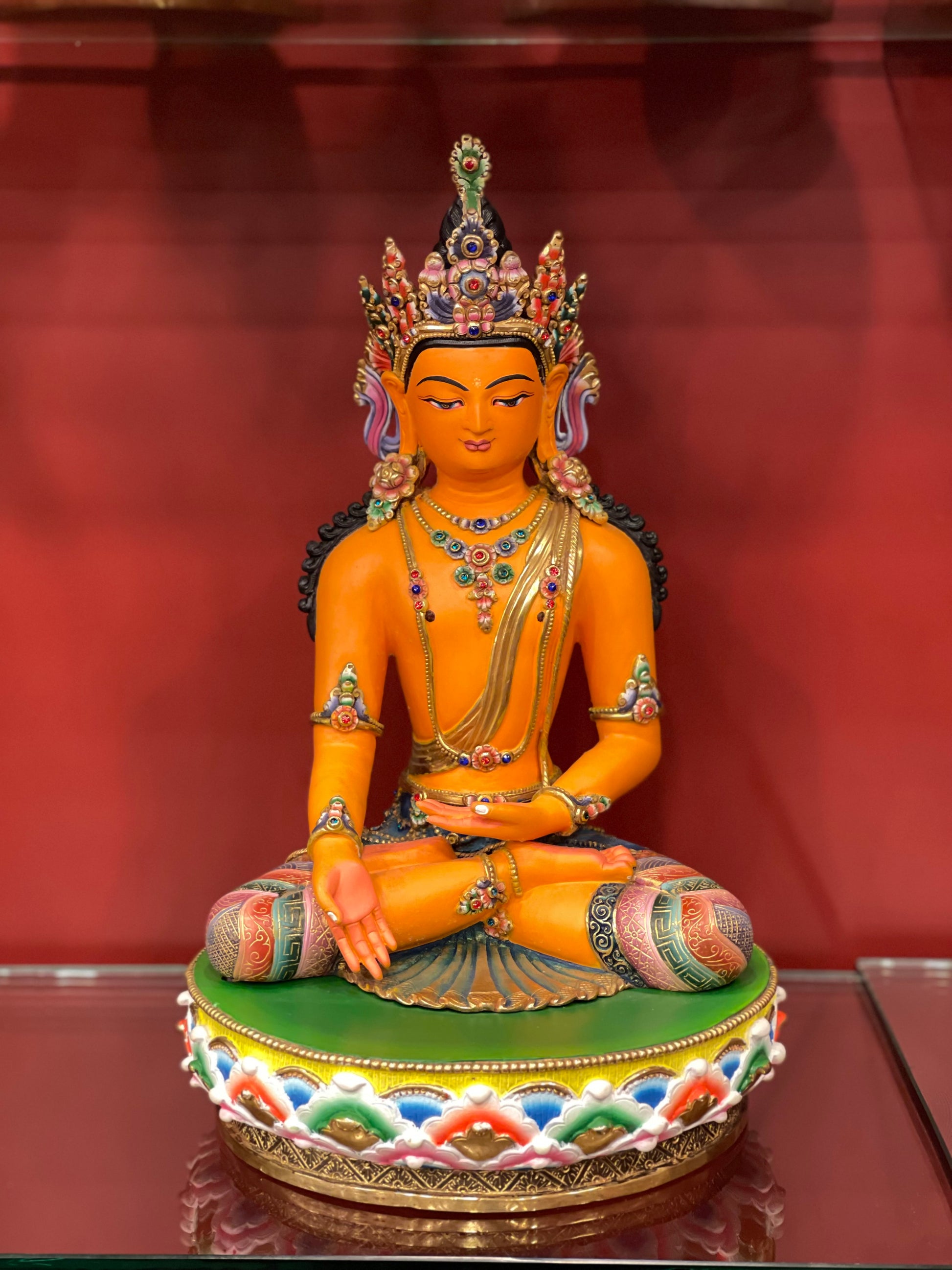 Five Dhyani Buddhas Set Statues 36cm / 14.2" Hand-Carved Copper Painted – Shakya Clan Masterwork Sacred Art Collection Nepal | Bo Tree Arts