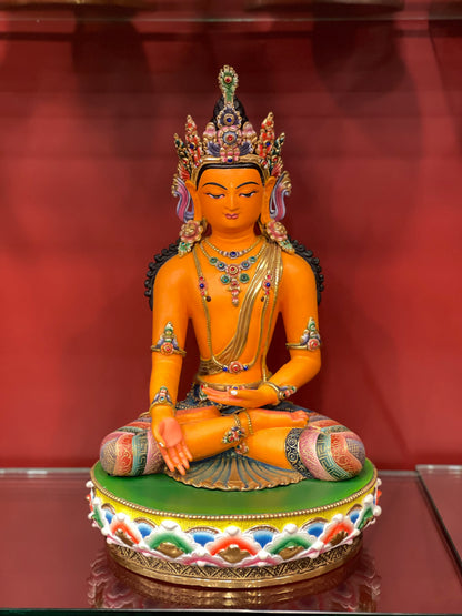 Five Dhyani Buddhas Set Statues 36cm / 14.2" Hand-Carved Copper Painted – Shakya Clan Masterwork Sacred Art Collection Nepal