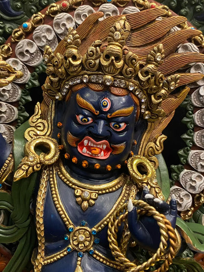 Vajrapani (Lord of Power) Buddha Statue 35cm / 13.8" Hand-Carved Copper Gilded & Painted – Museum-Quality Ancient Technique