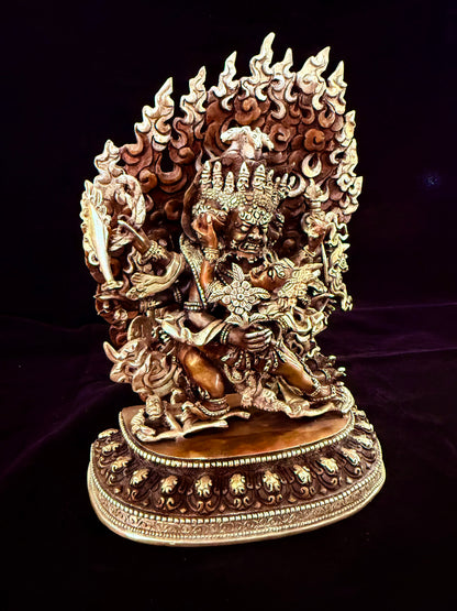 Hayagriva Buddha Statue 23cm / 9" Hand-Carved Copper Silver-Gilt – Horse-Headed Vajra Artisan Collection Nepal