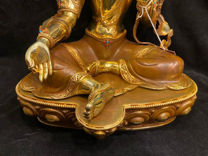 Green Tara (Mother of Liberation) Buddha Statue 45cm / 17.7" Hand-Carved Pure Copper Partial Gilded – Himalayan Art Nepal