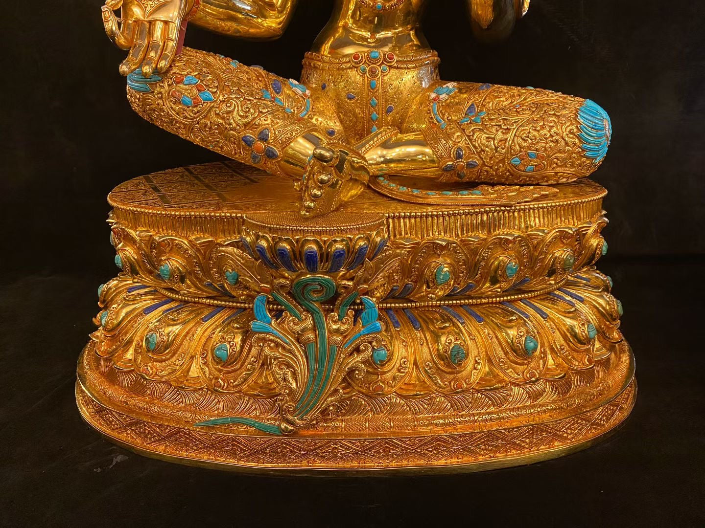 Green Tara (Mother of Liberation) Buddha Statue 86cm / 33.9" Hand-Carved Copper Gilded Himalayan Art Nepal | Bo Tree Arts