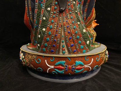 Guru Rinpoche (Padmasambhava) Buddha Statue 55cm / 21.7" Hand-Carved Copper Gilded & Painted – Museum-Quality Ancient Technique Himalayan Art Nepal
