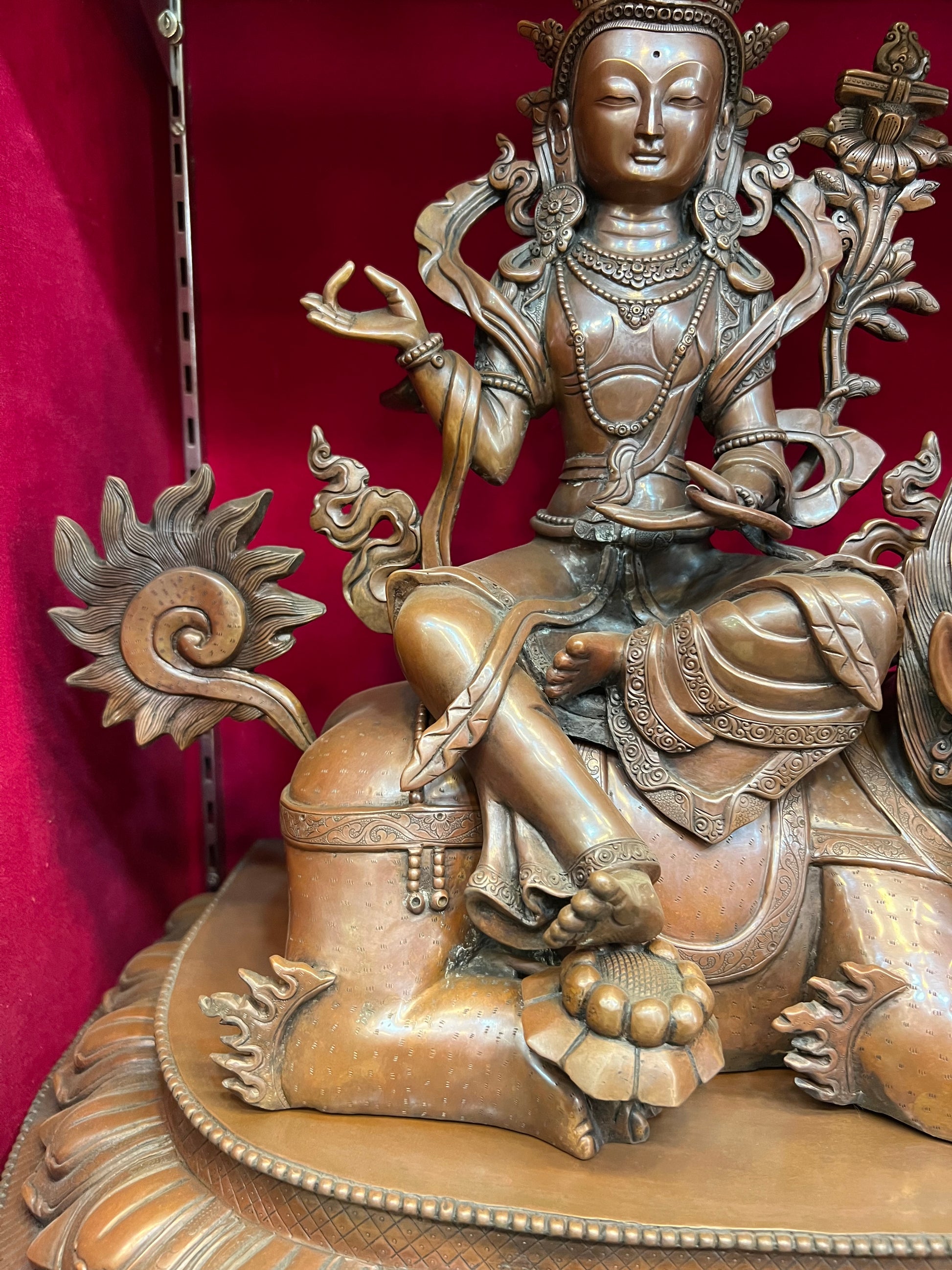 Manjushri & Samantabhadra Buddha Set 48cm / 18.9" Hand-Carved Copper – Wisdom & Action Bodhisattva Duo Botree Arts Masterwork | Bo Tree Arts