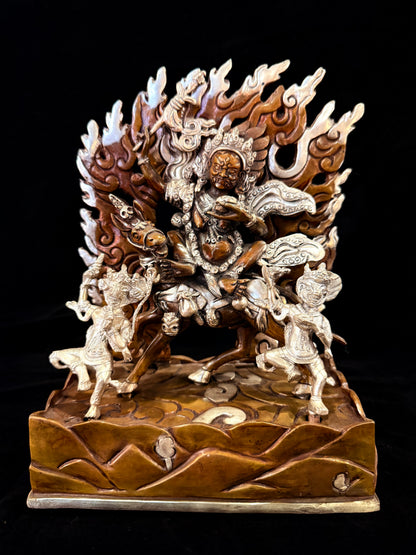 Palden Lhamo Buddha Statue 21cm / 8.3" Hand-Carved Copper Silver-Gilt – Shri Devi Artisan Masterwork Nepal