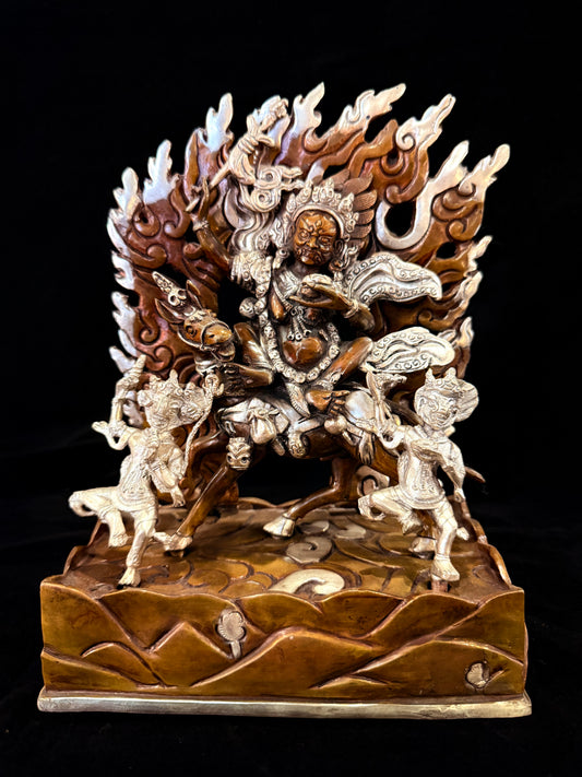 Palden Lhamo Buddha Statue 21cm / 8.3" Hand-Carved Copper Silver-Gilt – Shri Devi Artisan Masterwork Nepal | Bo Tree Arts