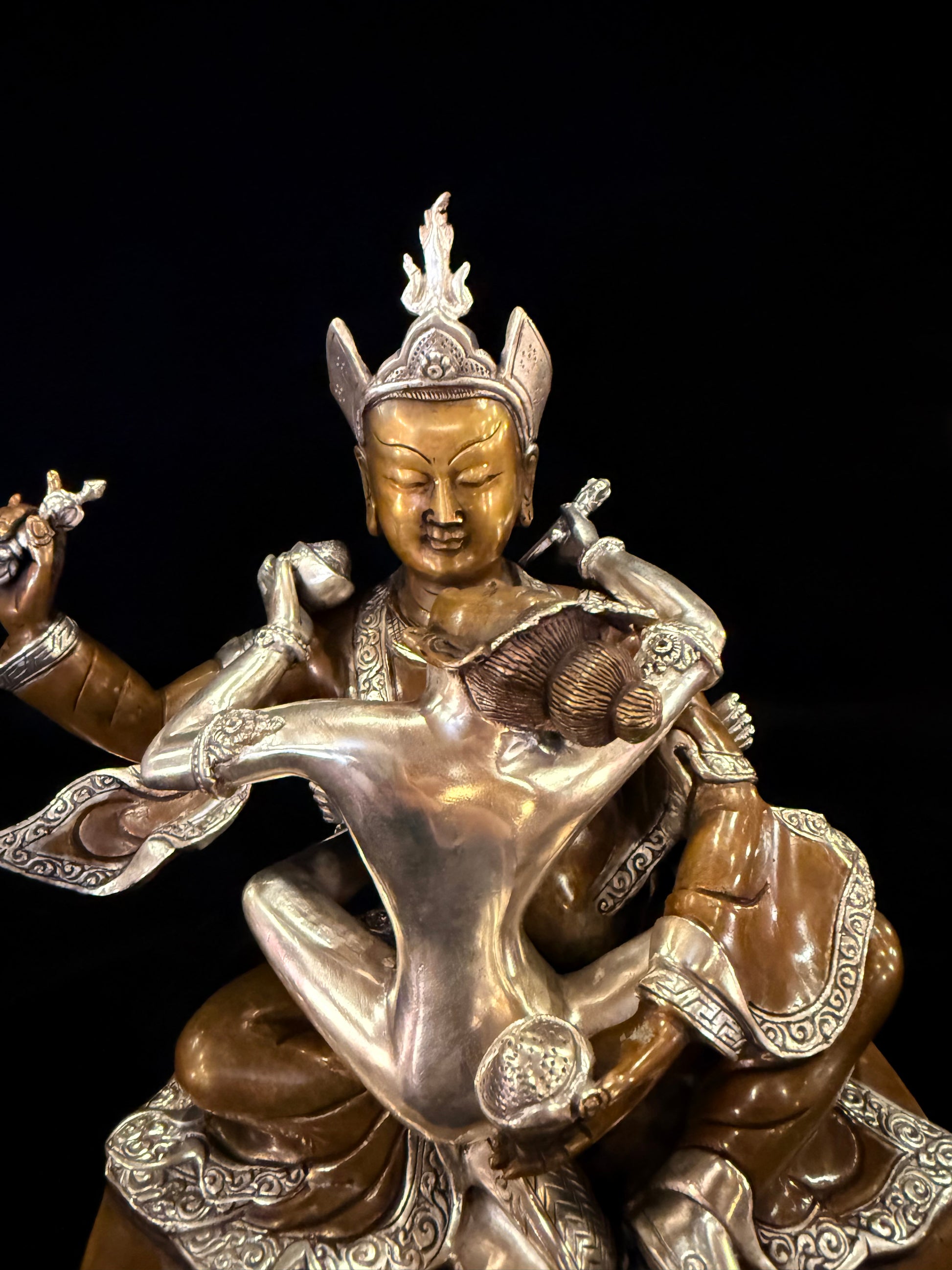 Padmasambhava Yab-Yum Statue 25cm / 9.8" Hand-Carved Copper Silver-Gilt – Guru Rinpoche Botree Arts Heritage Collection | Bo Tree Arts