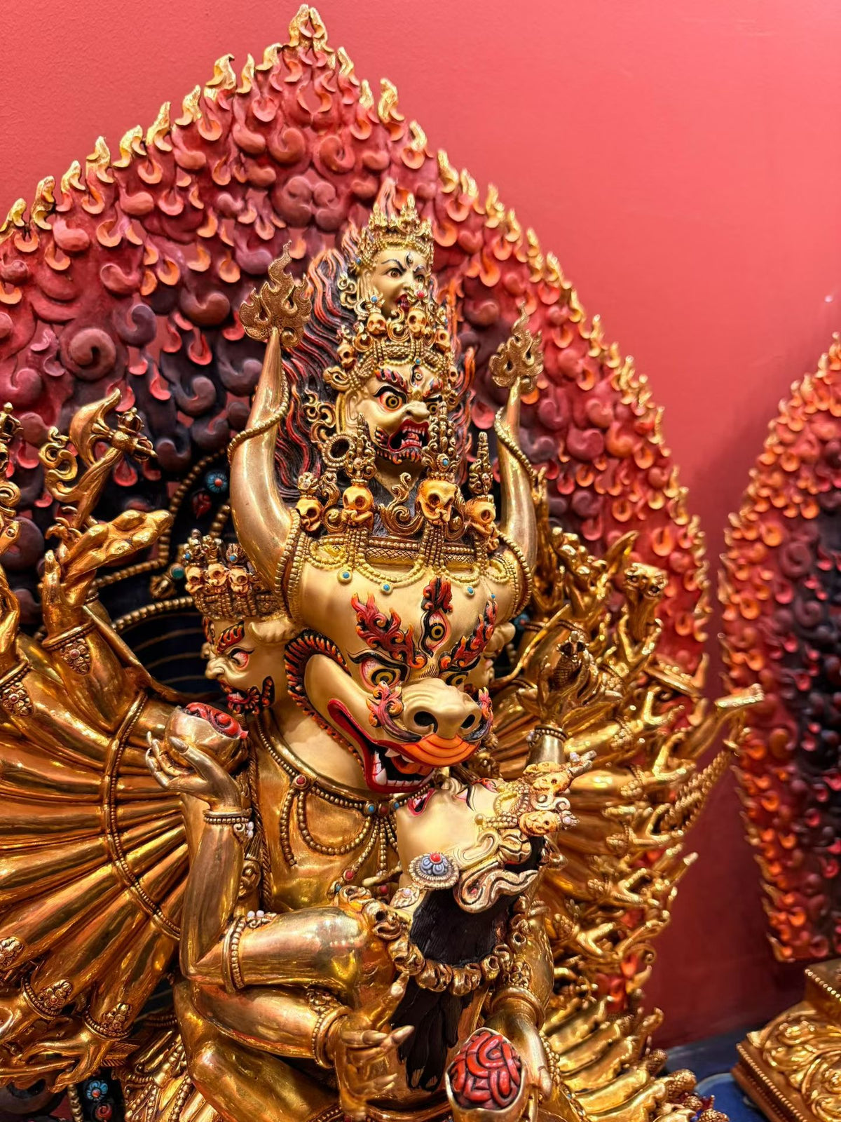 Yamantaka Buddha Statue 65cm / 25.6" Hand-Carved Copper Gilded – Vajrabhairava Botree Arts Himalayan Art | Bo Tree Arts