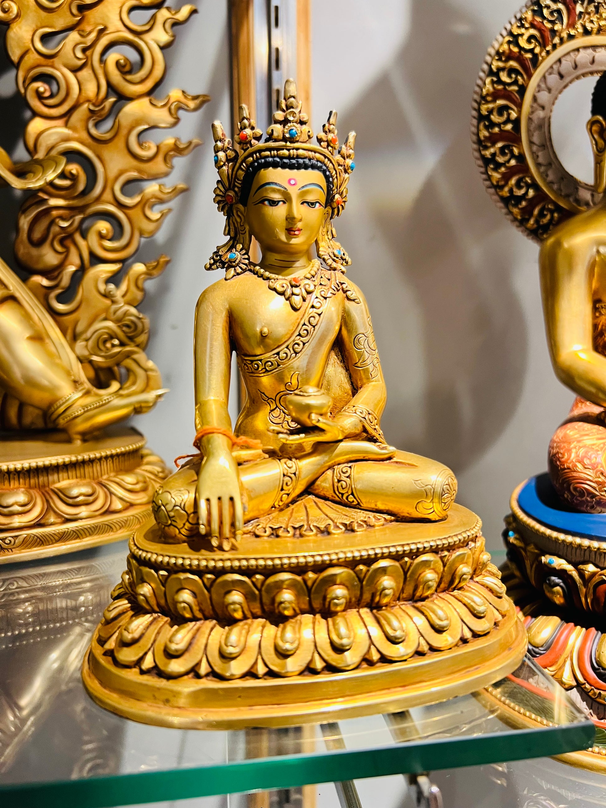 Crowned Shakyamuni Buddha Statue 18cm / 7" Hand-Carved Copper Gilded – Historical Buddha Museum-Quality Collection Nepal | Bo Tree Arts