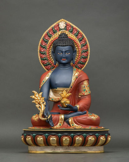 Triple Gem Buddha (Shakyamuni Medicine Buddha Amitabha) Statues 50cm / 19.7" Hand-Carved Copper Gilded Painted – Handmade in Nepal