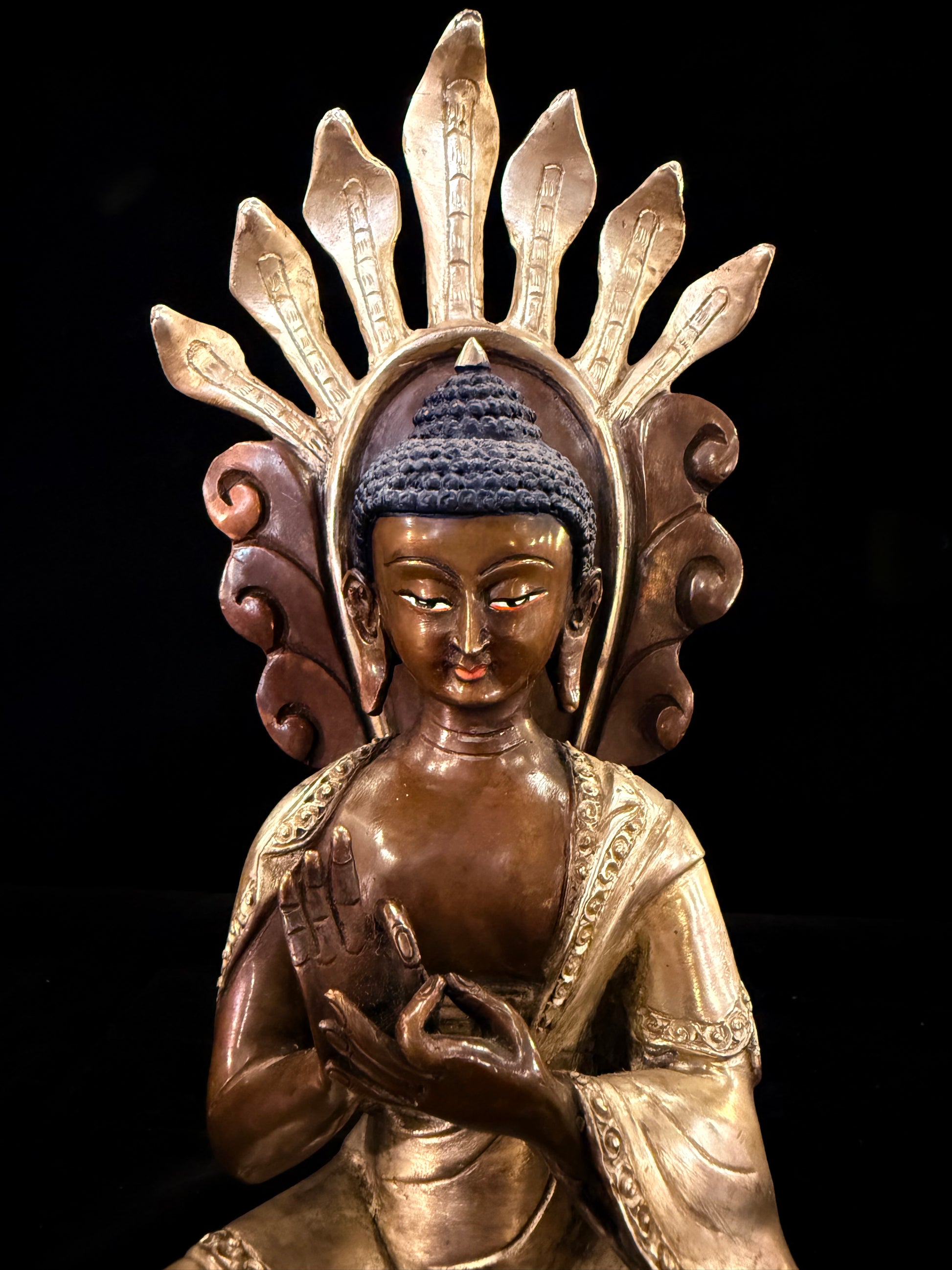 Nagarjuna Buddha Statue 28cm / 11" Hand-Carved Copper Silver-Gilt – Great Philosopher Botree Arts Heritage Collection | Bo Tree Arts