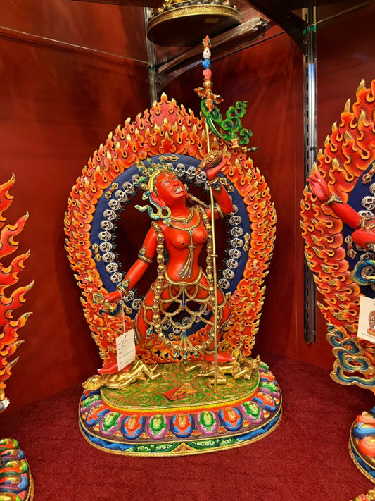 60cm Naro Khechari Hand-Carved Copper Painted Statue – Naropa Tradition Dakini, Tibetan Buddhist Vajrayogini Art from Nepal | Bo Tree Arts