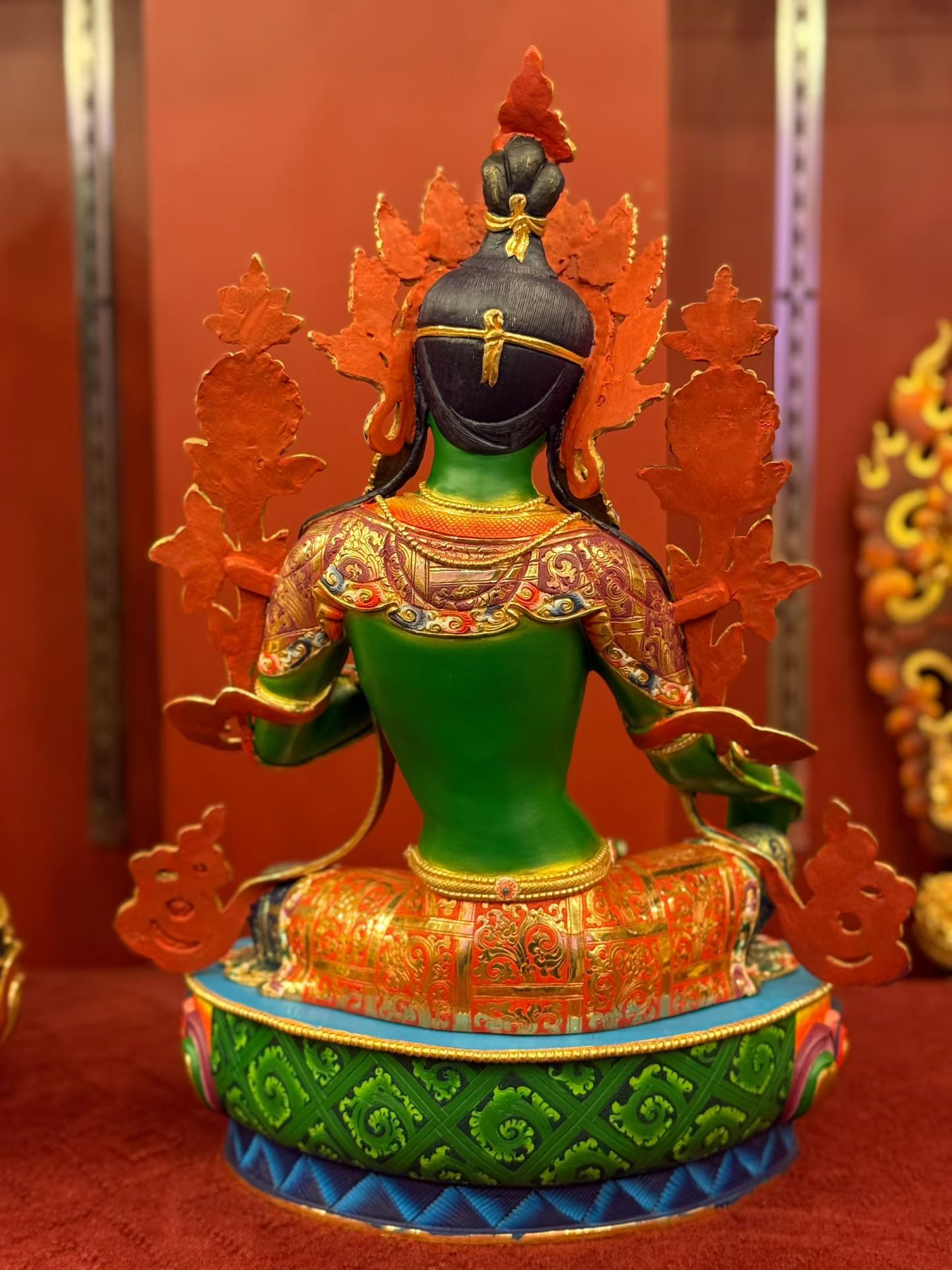 50cm Green Tara Statue Hand-Carved Copper Gilded & Painted – Serene Expression Masterwork with Unique Craftsmanship, Tibetan Style Bodhisattva Nepal | Bo Tree Arts
