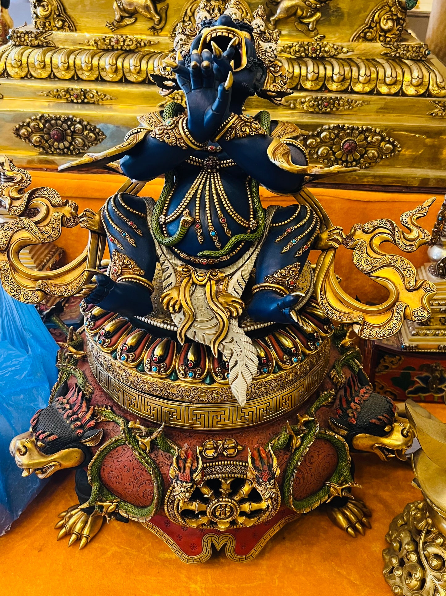 Vajravidarana Buddha Statue 33cm / 13" Hand-Carved Copper Gilded Painted – Sodashi Purification Deity Handmade in Nepal – Handmade Tibetan Buddhist Statue, Lost-Wax Cast Himalayan Art from Nepal