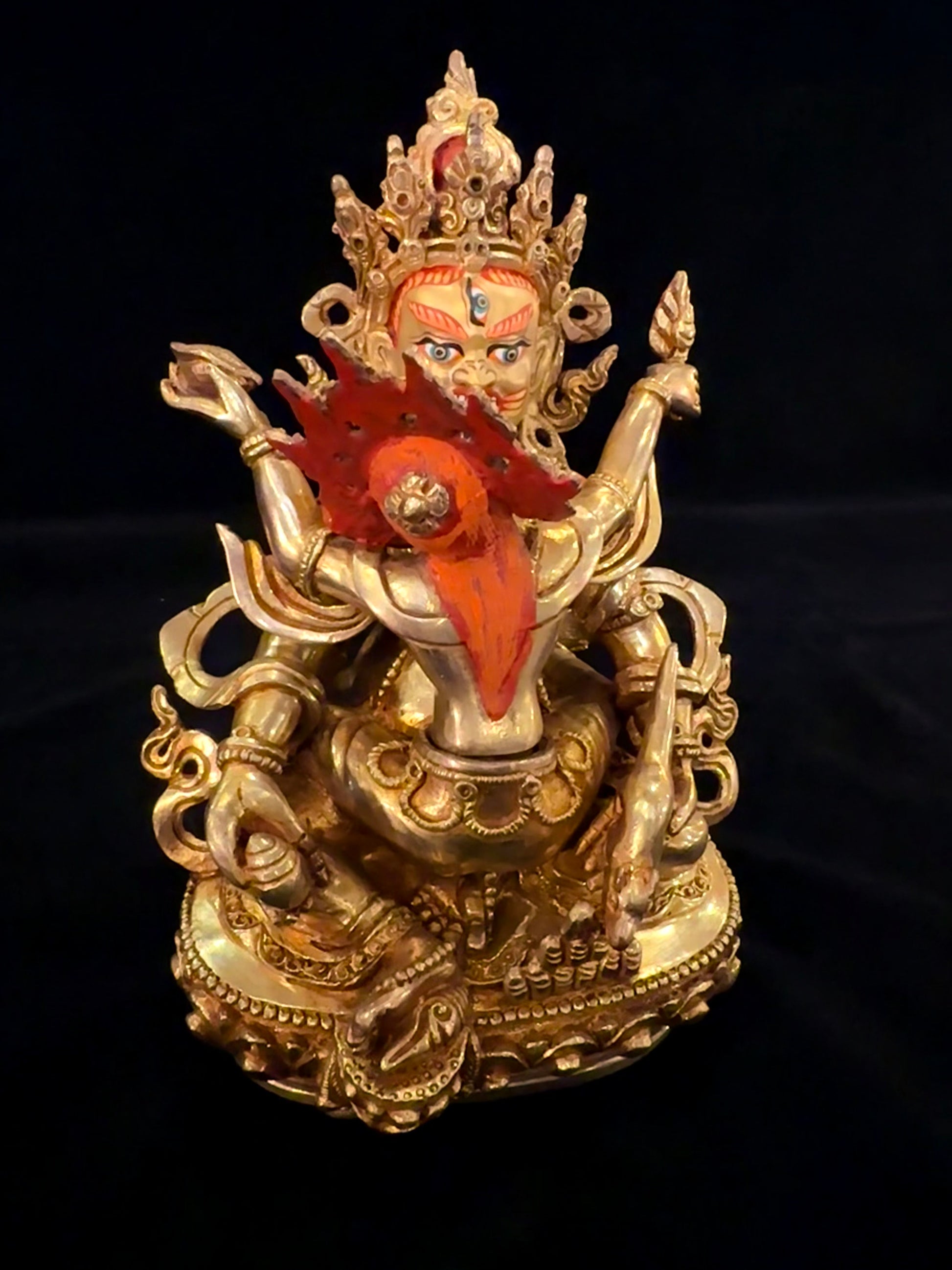 Red Jambhala Buddha Statue 21cm / 8.3" Hand-Carved Copper Gilded – Dzambhala Botree Arts Himalayan Art | Bo Tree Arts