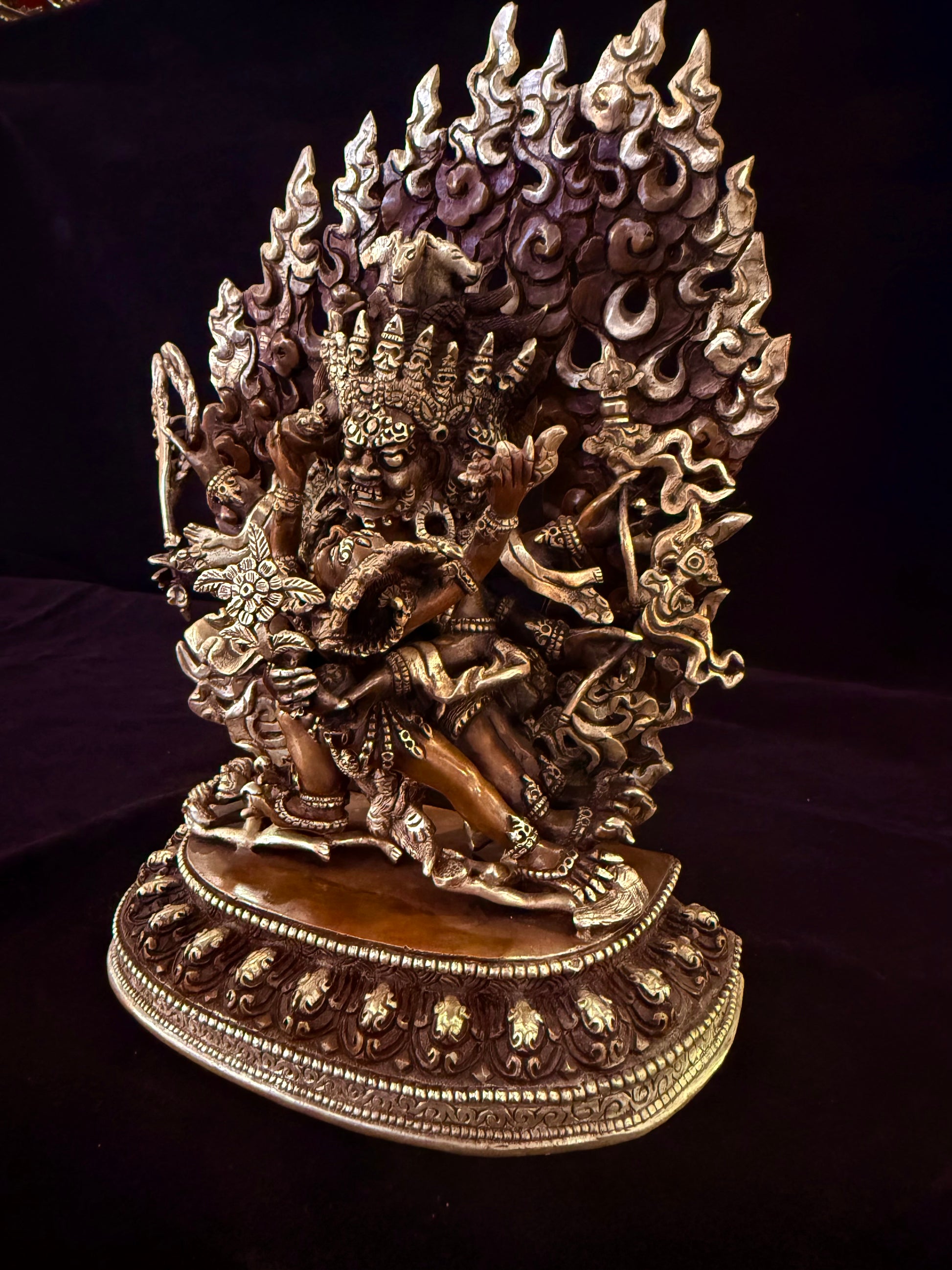 Hayagriva Buddha Statue 23cm / 9" Hand-Carved Copper Silver-Gilt – Horse-Headed Vajra Artisan Collection Nepal | Bo Tree Arts