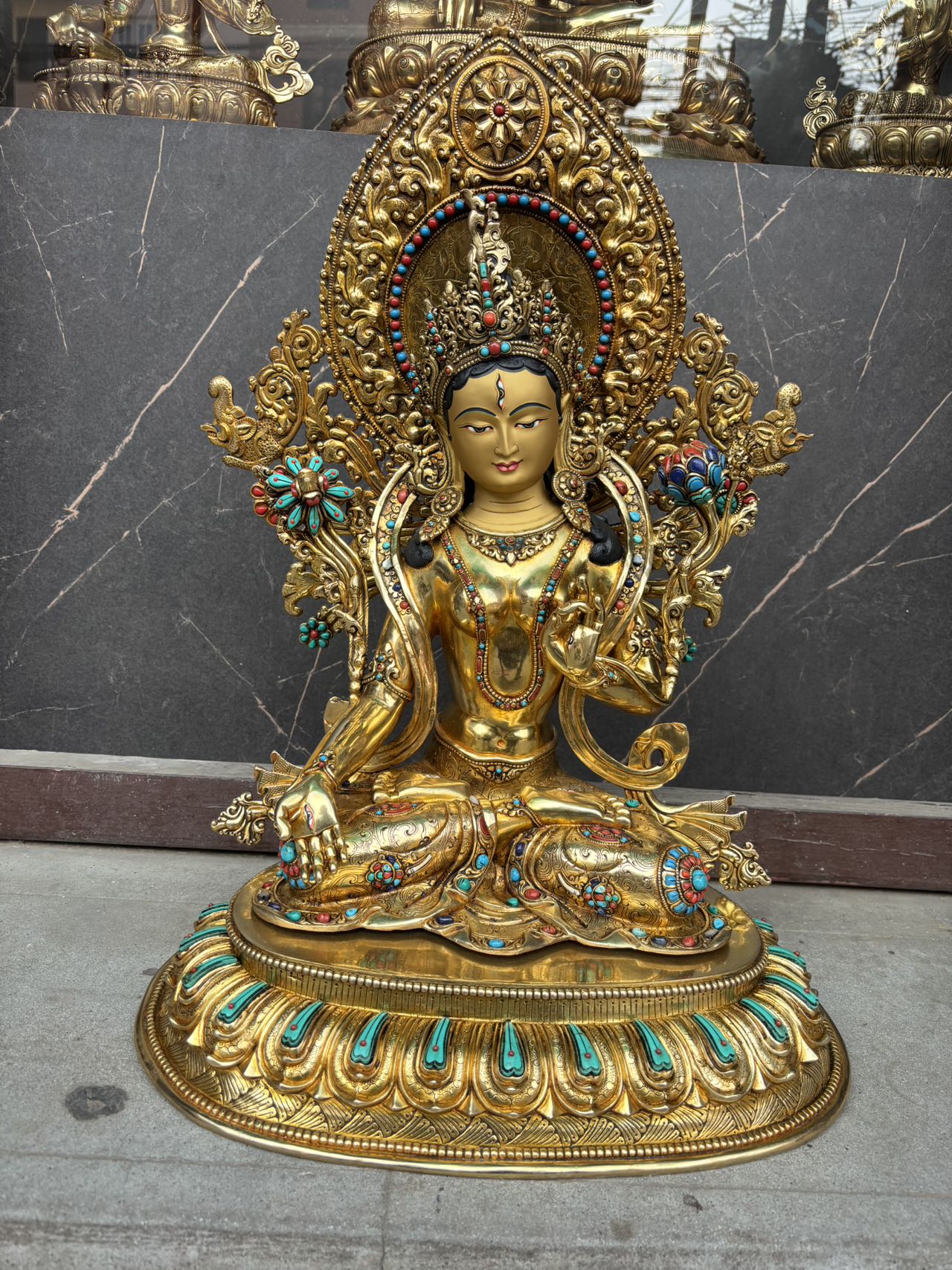 White Tara (Mother of Long Life) Buddha Statue 50cm / 19.7" Hand-Carved Copper Gilded – Ancient Technique Masterwork | Bo Tree Arts