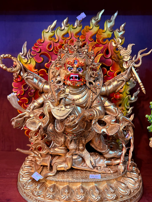 Six-Armed Mahakala Buddha Statue 35cm / 13.8" Hand-Carved Copper Gilded – Dharma Protector Masterwork Botree Arts Nepal | Bo Tree Arts