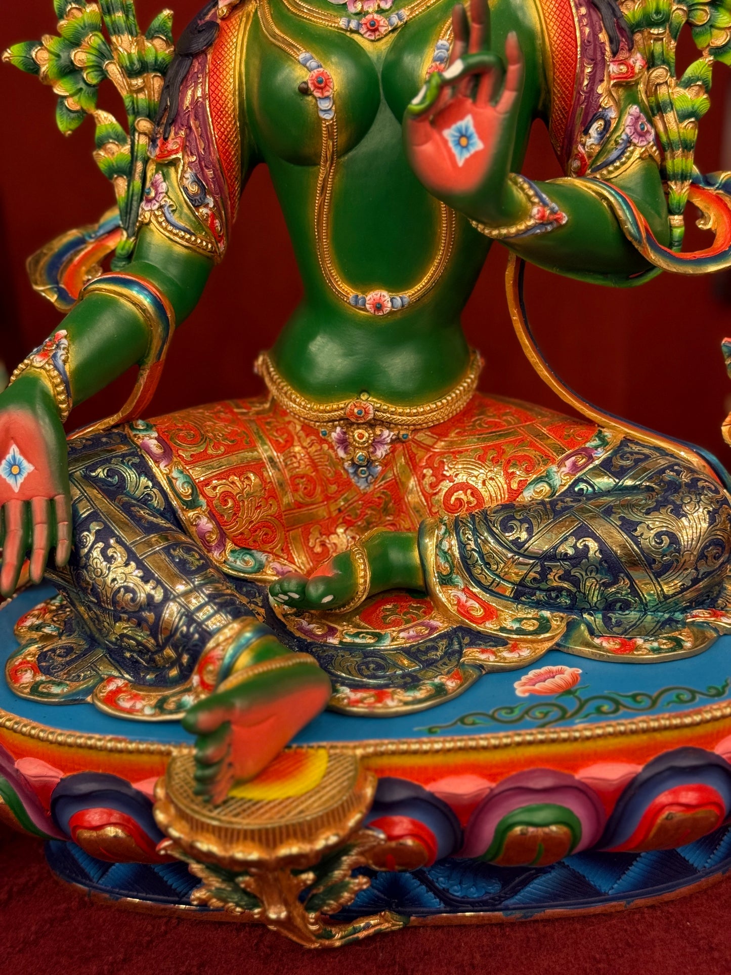 50cm Green Tara Statue Hand-Carved Copper Gilded & Painted – Serene Expression Masterwork with Unique Craftsmanship, Tibetan Style Bodhisattva Nepal – Handmade Tibetan Buddhist Statue, Lost-Wax Cast Himalayan Art from Nepal