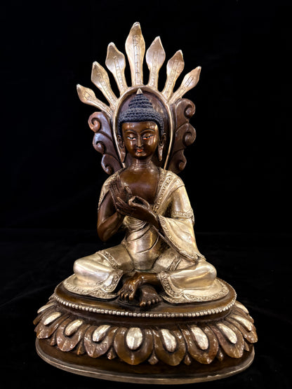 Nagarjuna Buddha Statue 28cm / 11" Hand-Carved Copper Silver-Gilt – Great Philosopher Botree Arts Heritage Collection