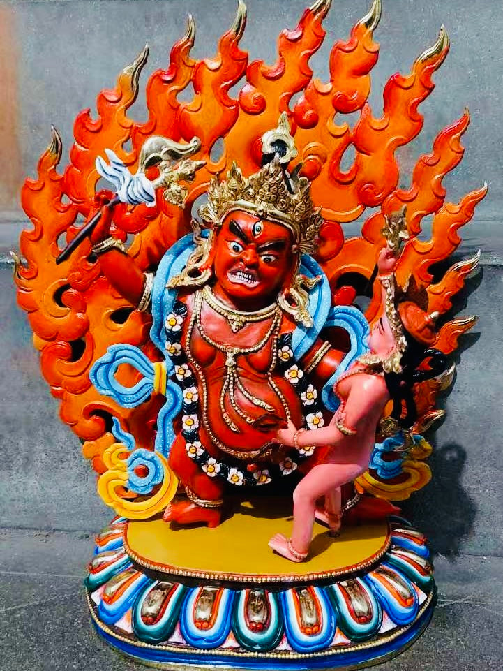 Chakrasamvara Buddha Statue 33cm / 13" Hand-Carved Copper Painted – Tantric Deity Yab-Yum Masterwork Handmade in Nepal – Handmade Tibetan Buddhist Statue, Lost-Wax Cast Himalayan Art from Nepal