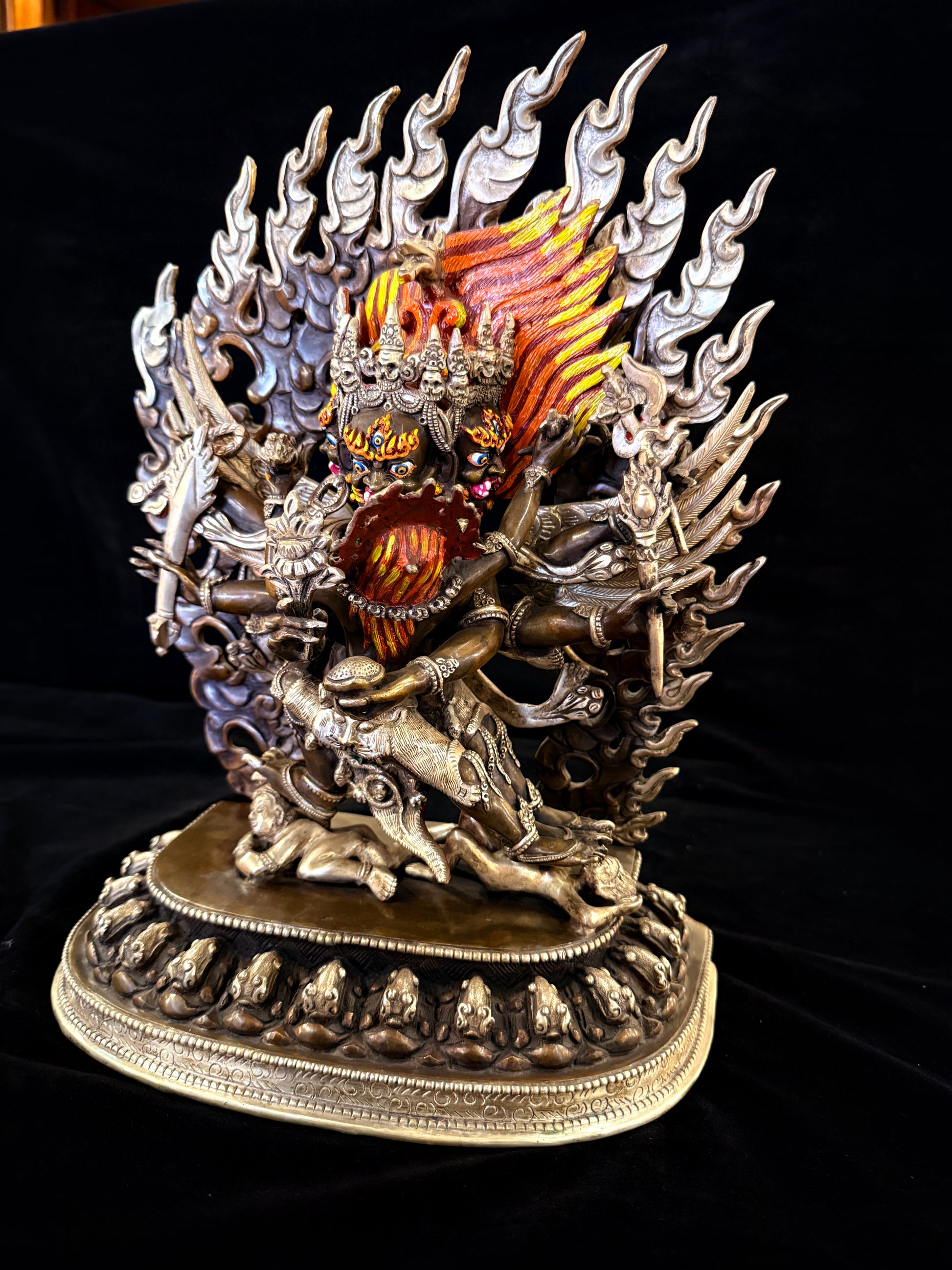 Hayagriva Buddha Statue 35cm / 13.8" Hand-Carved Copper Silver-Gilt – Horse-Headed Vajra Botree Arts Himalayan Art | Bo Tree Arts
