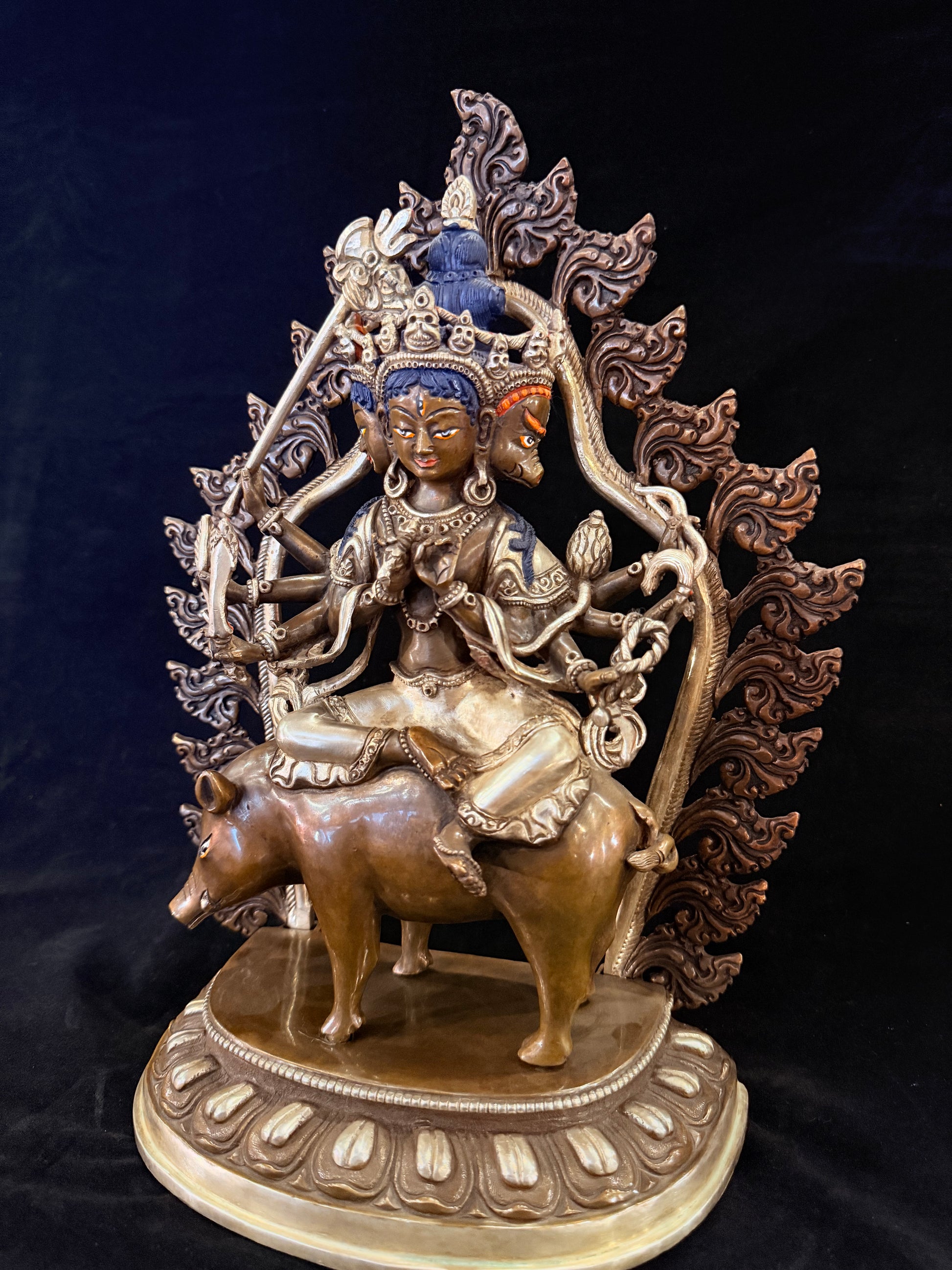 Marichi Buddha Statue 35cm / 13.8" Hand-Carved Copper Silver-Gilt – Goddess of Dawn Botree Arts Himalayan Art | Bo Tree Arts