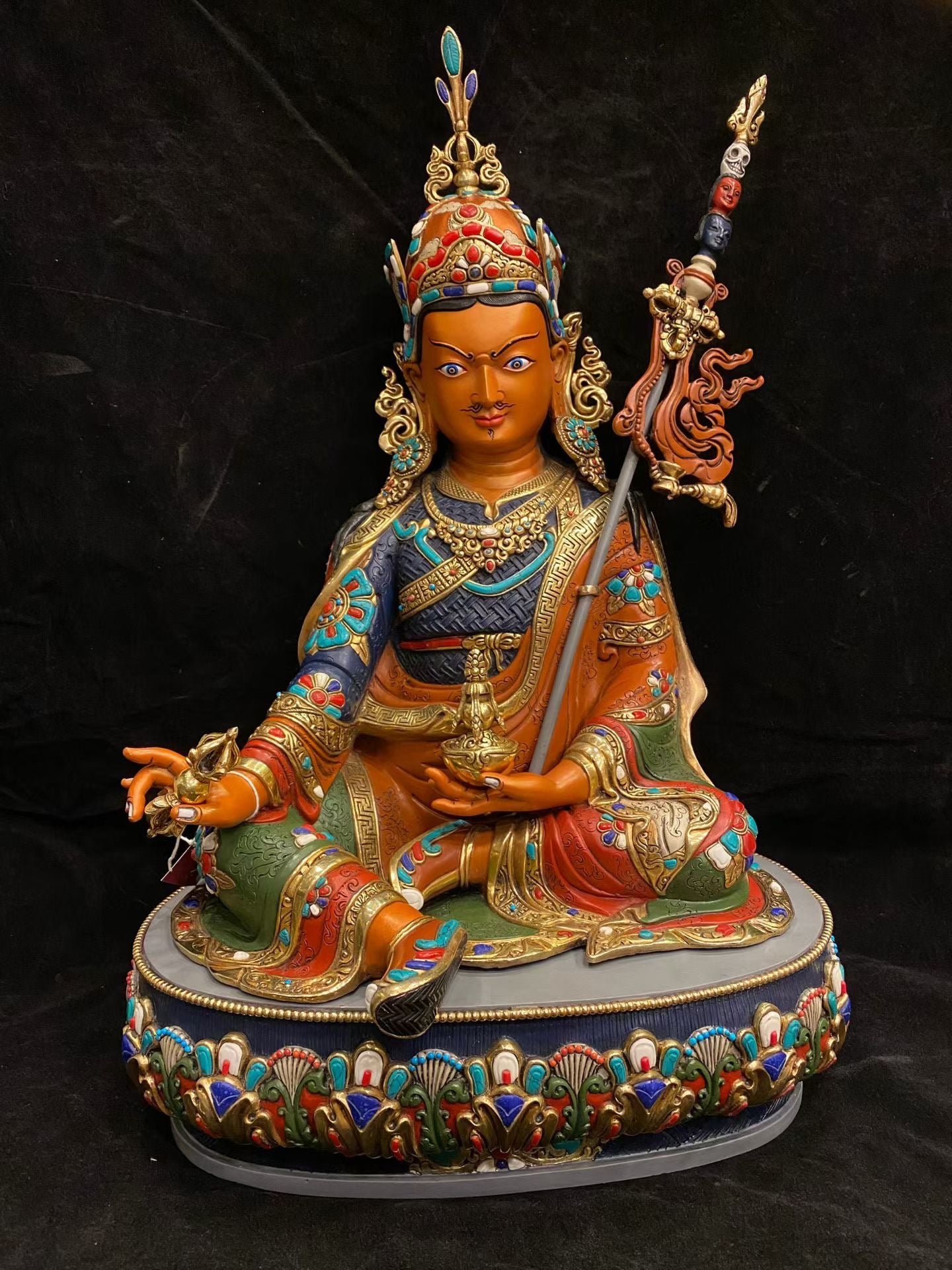 Guru Rinpoche (Padmasambhava) Buddha Statue 55cm / 21.7" Hand-Carved Copper Gilded & Painted – Museum-Quality Ancient Technique Himalayan Art Nepal | Bo Tree Arts