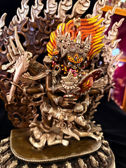 Hayagriva Buddha Statue 35cm / 13.8" Hand-Carved Copper Silver-Gilt – Horse-Headed Vajra Botree Arts Himalayan Art