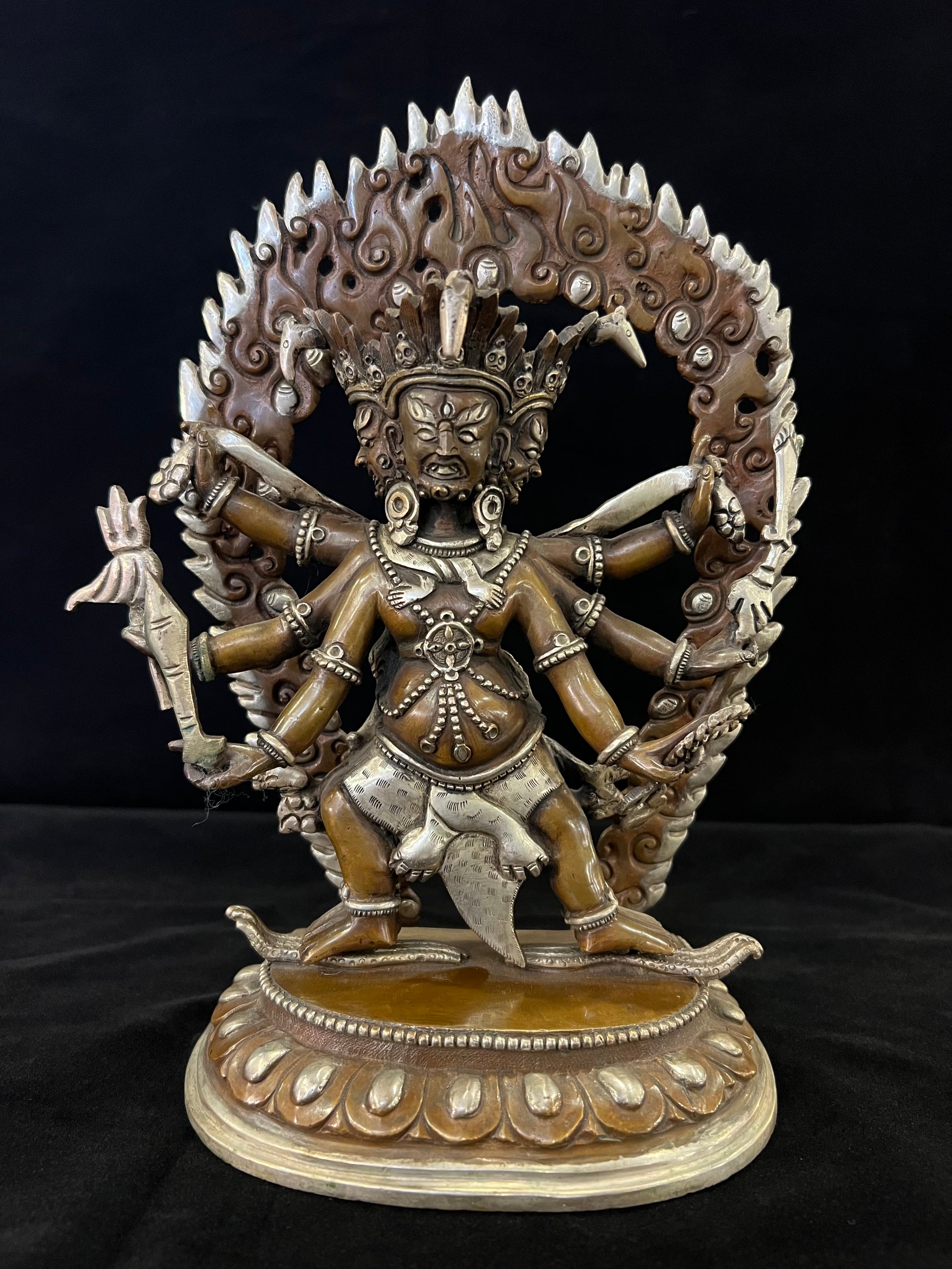 Hayagriva Buddha Statue 23cm / 9" Hand-Carved Copper Silver-Gilt – Horse-Headed Vajra Artisan Masterwork Nepal | Bo Tree Arts