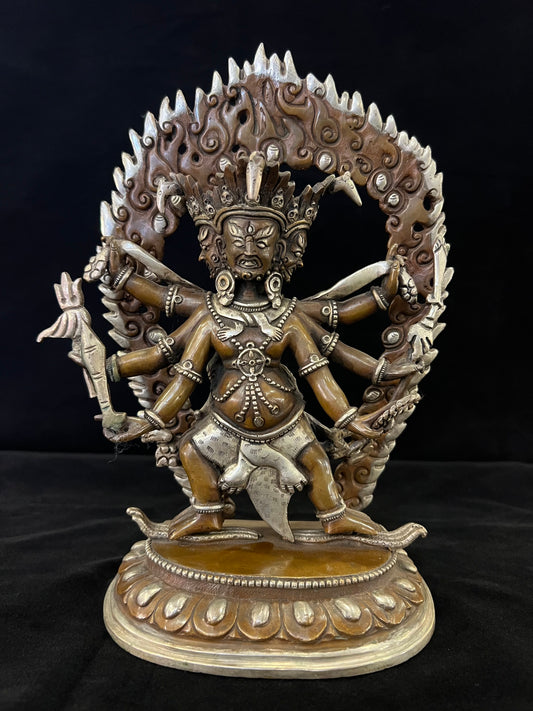Hayagriva Buddha Statue 23cm / 9" Hand-Carved Copper Silver-Gilt – Horse-Headed Vajra Artisan Masterwork Nepal | Bo Tree Arts