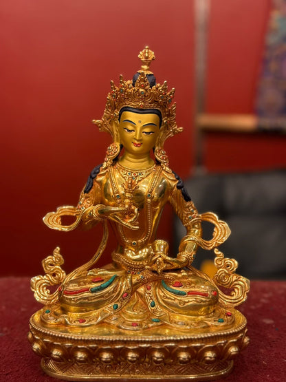 Vajrasattva (Dorje Sempa) Buddha Statue 25cm / 9.8" Hand-Carved Copper Gilded – Himalayan Art Nepal