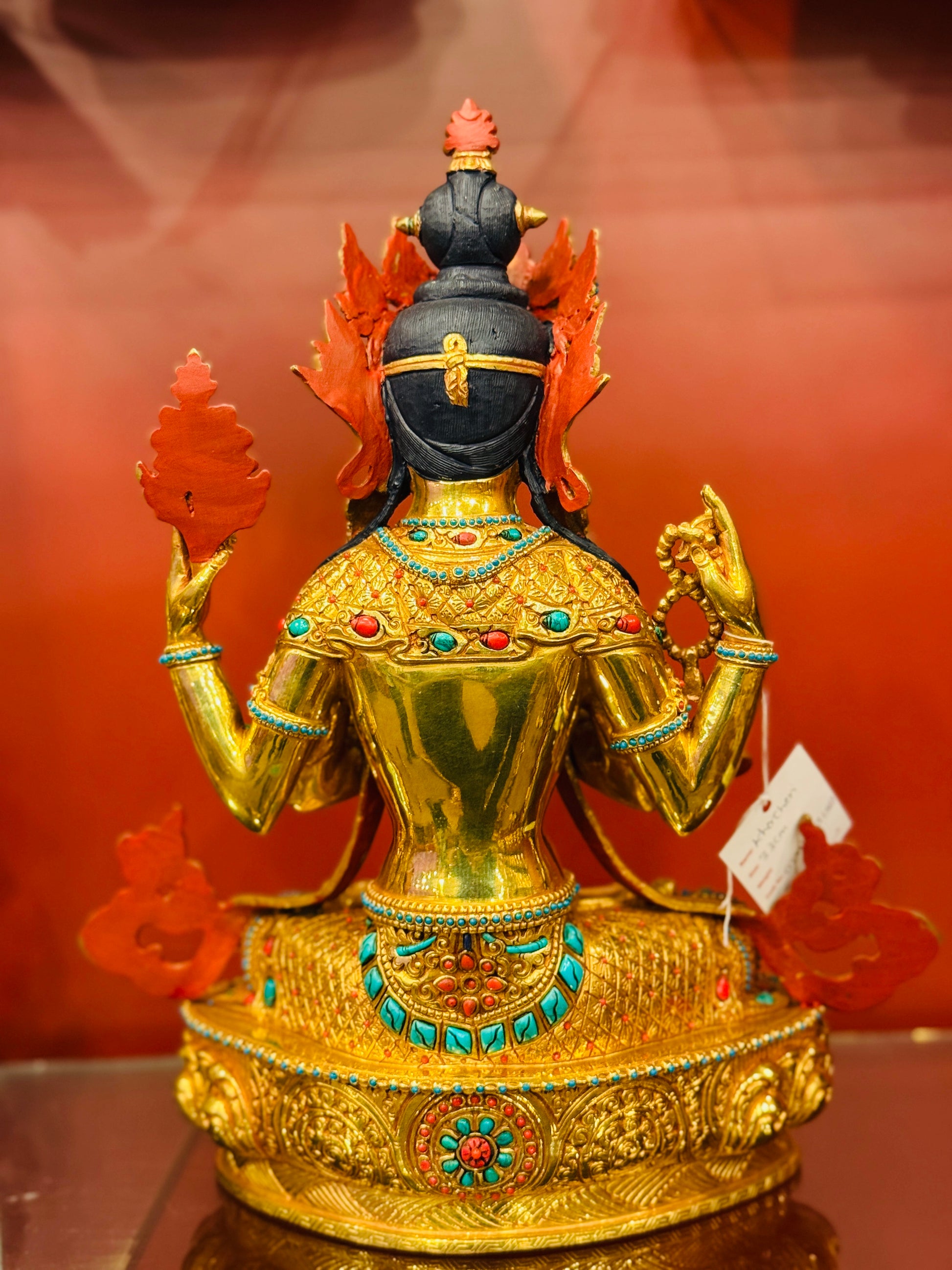 Chenrezig Buddha Statue 33cm / 13" Hand-Carved Copper Gilded with Gemstone Inlay – Botree Arts | Bo Tree Arts
