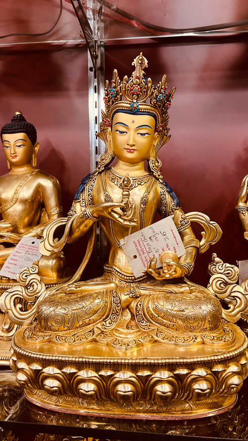 Vajrasattva Buddha Statue 33cm / 13" Hand-Carved Copper Gilded – Dorje Sempa Sacred Art Collection Nepal