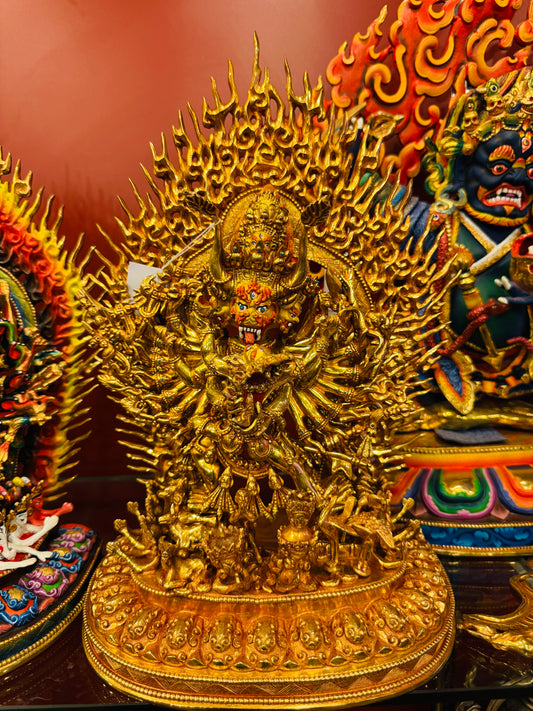 Yamantaka Buddha Statue 36cm / 14.2" Hand-Carved Copper Gilded – Vajrabhairava Masterwork Botree Arts Nepal | Bo Tree Arts