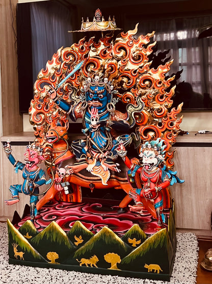 Palden Lhamo Buddha Statue 150cm / 59" Hand-Carved Copper Painted with Gilded Accents – Shri Devi Masterwork Collection Nepal