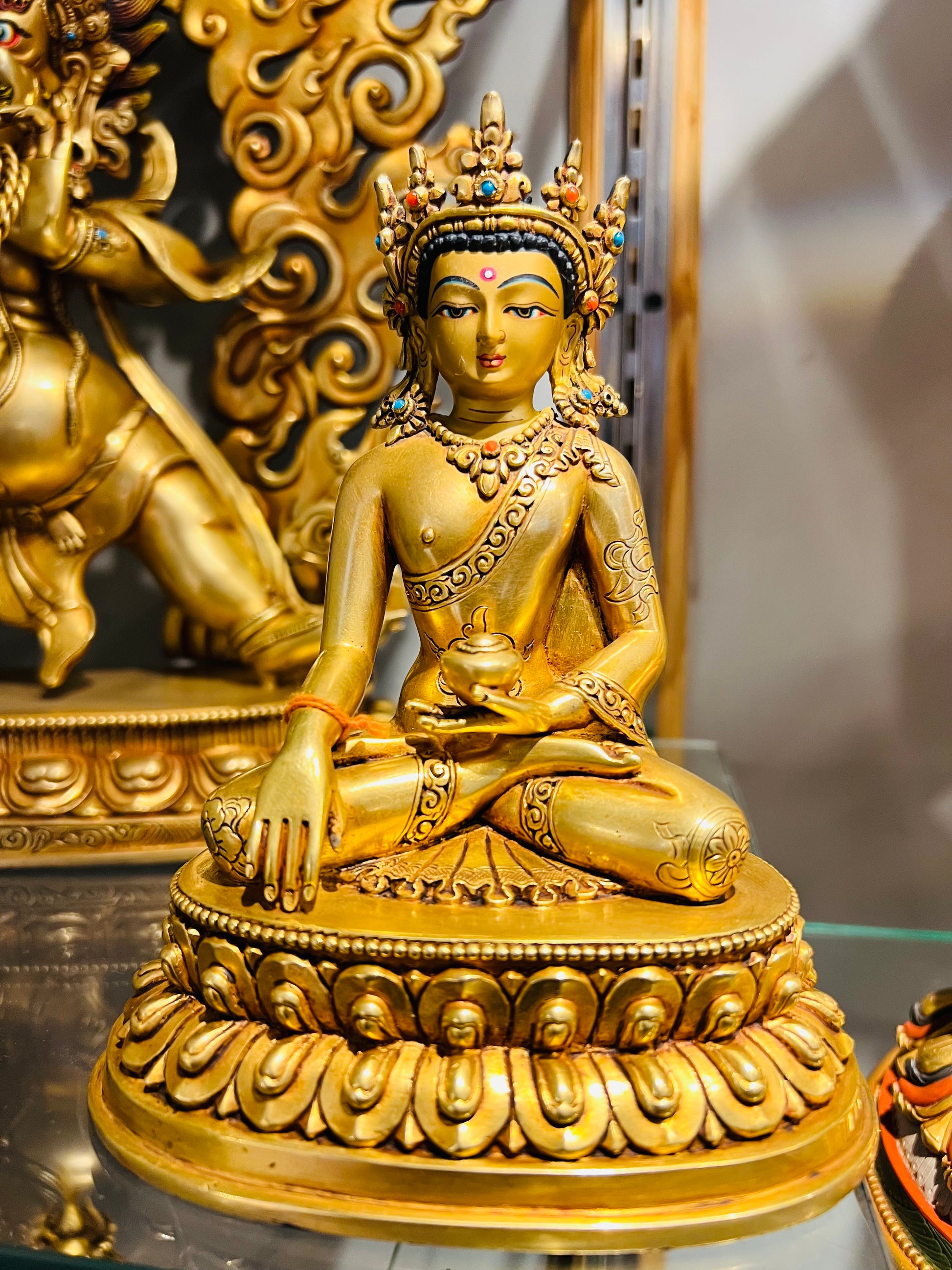 Crowned Shakyamuni Buddha Statue 18cm / 7" Hand-Carved Copper Gilded – Historical Buddha Museum-Quality Collection Nepal | Bo Tree Arts