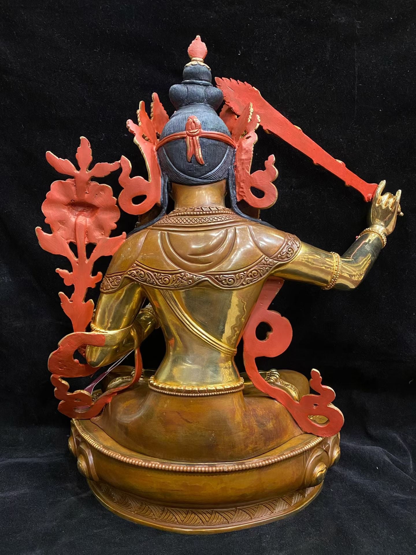 Manjushri (Bodhisattva of Wisdom) Statue 45cm / 17.7" Hand-Carved Pure Copper Partially Gilded – Himalayan Art Nepal – Handmade Tibetan Buddhist Statue, Lost-Wax Cast Himalayan Art from Nepal