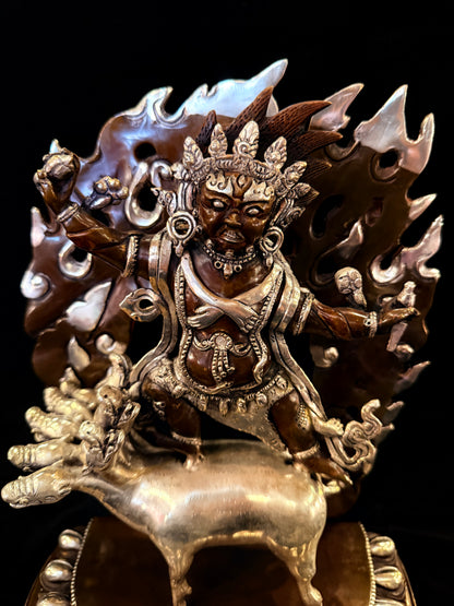 Vajra Kavacha Buddha Statue 30cm / 11.8" Hand-Carved Copper Silver-Gilt – Dorje Gocha Artisan Masterwork Nepal