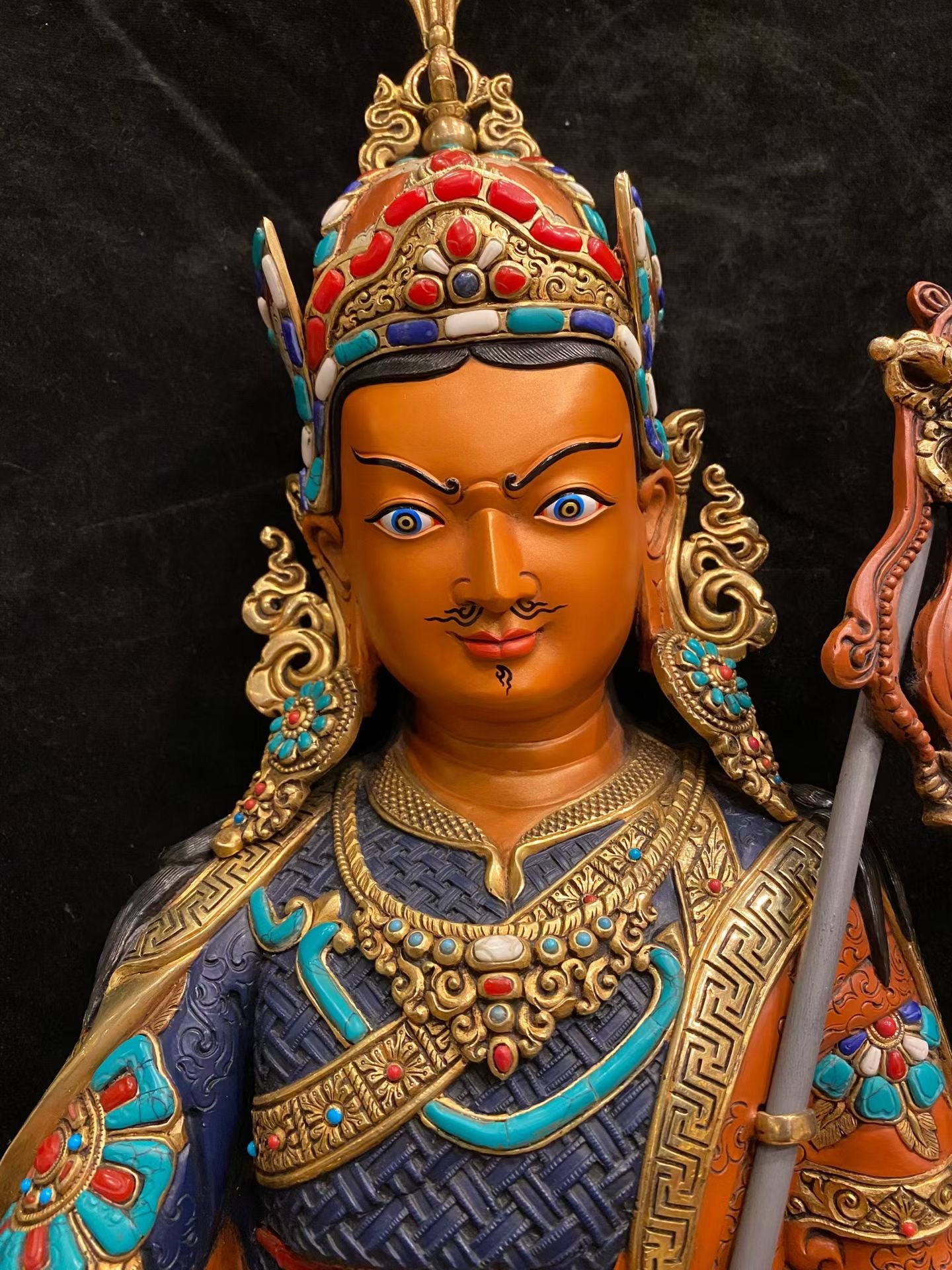 Guru Rinpoche (Padmasambhava) Buddha Statue 55cm / 21.7" Hand-Carved Copper Gilded & Painted – Museum-Quality Ancient Technique Himalayan Art Nepal | Bo Tree Arts