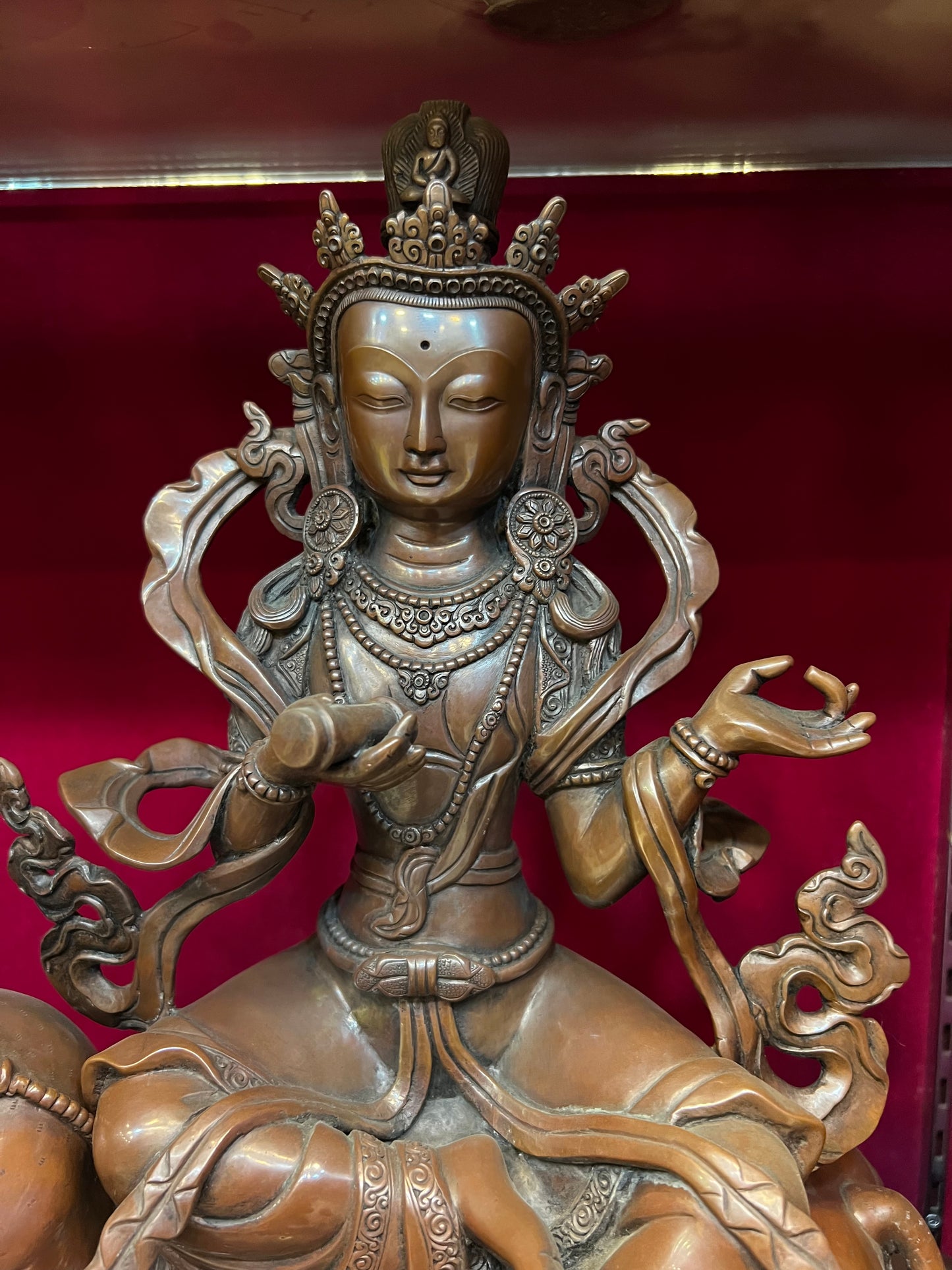 Manjushri & Samantabhadra Buddha Set 48cm / 18.9" Hand-Carved Copper – Wisdom & Action Bodhisattva Duo Botree Arts Masterwork – Handmade Tibetan Buddhist Statue, Lost-Wax Cast Himalayan Art from Nepal