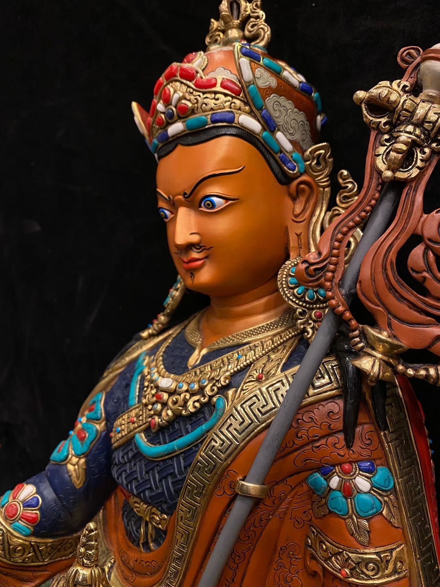 Guru Rinpoche (Padmasambhava) Buddha Statue 55cm / 21.7" Hand-Carved Copper Gilded & Painted – Museum-Quality Ancient Technique Himalayan Art Nepal | Bo Tree Arts